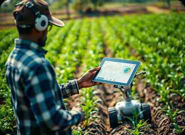Farmer using advanced technology